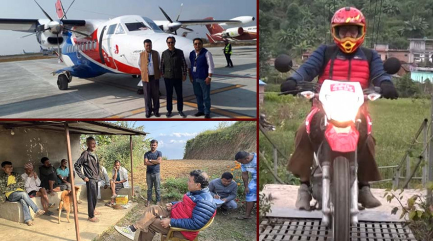 कहीँ पैदल त कहीँ मोटर साइकलमा हिँडेर भोट माग्दै दुई एयरलाइन्स कम्पनीका मालिक पाण्डे